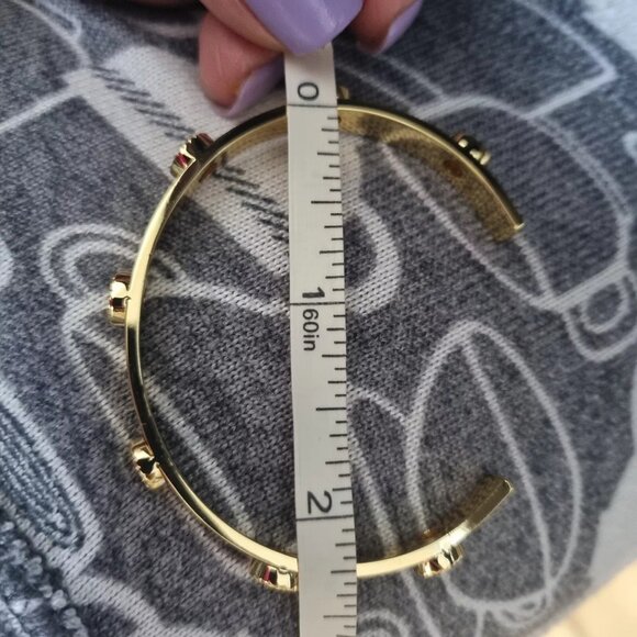 (SOLD)Tory Burch Gold Tone Bangle Cuff Bracelet - Picture 8 of 8